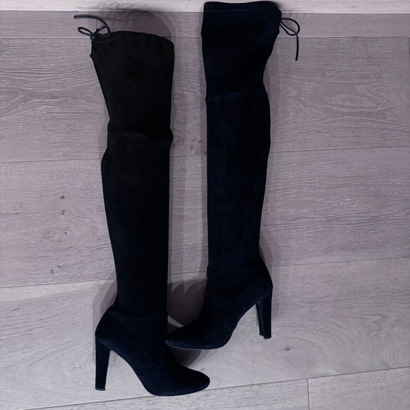 Stuart Weitzman Black Suede thigh high boots with tie size 6.5 - Picture 12 of 15